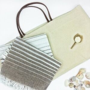 Canvas Beach Bag Pashmina Lightweight Towel Pool Beach Pool Party Set